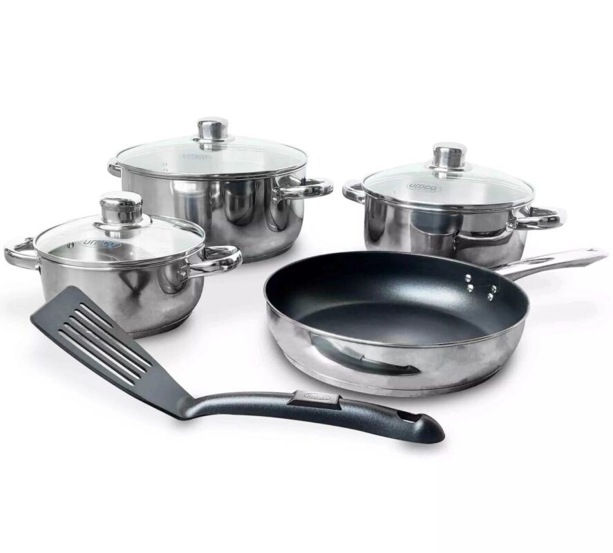 Juego De Ollas De Acero inoxidable Umco Inducción y Gas Set Brilliance 7559