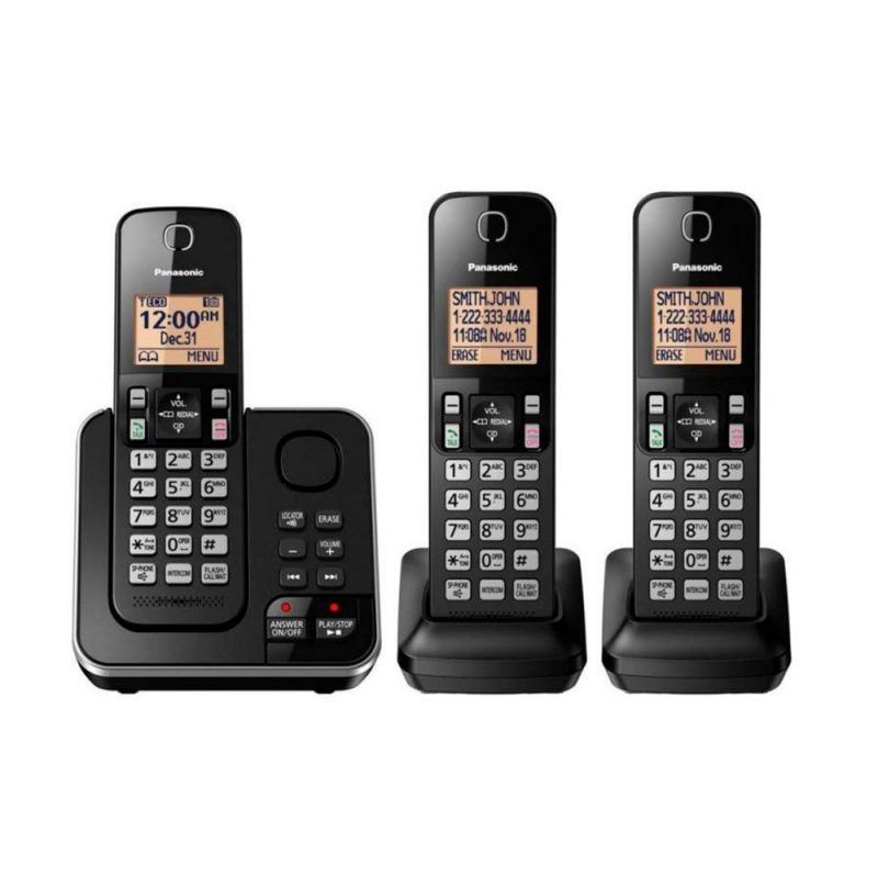 Teléfono Inalámbrico Panasonic 3 Auriculares + Altavoz + Contestador KXTGC363LAB