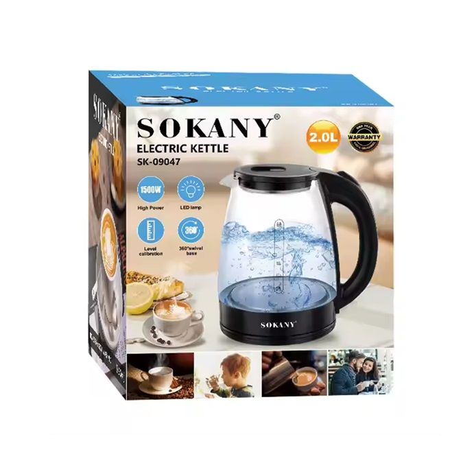 Hervidor De Agua Electrico Sokany Jarra De Vidrio Sk-09047 - Imagen 3