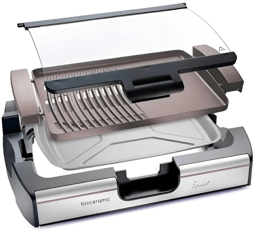Parrilla Y Plancha Electrica Tapa De Vidrio Oster Ckstgr3006 - Imagen 2