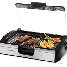 Parrilla Y Plancha Electrica Tapa De Vidrio Oster Ckstgr3006