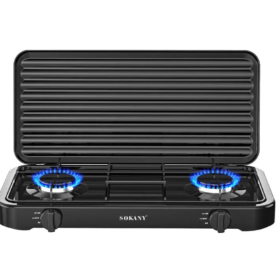 Cocineta A Gas Con Tapa De 2 Quemadores Sokany Sk-6002
