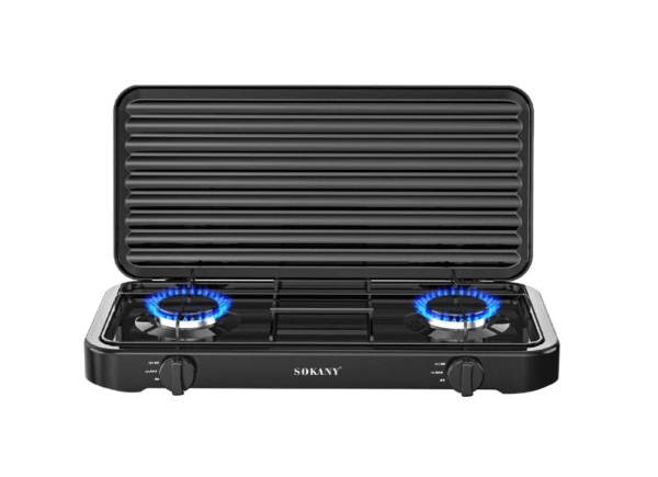 Cocineta A Gas Con Tapa De 2 Quemadores Sokany Sk-6002
