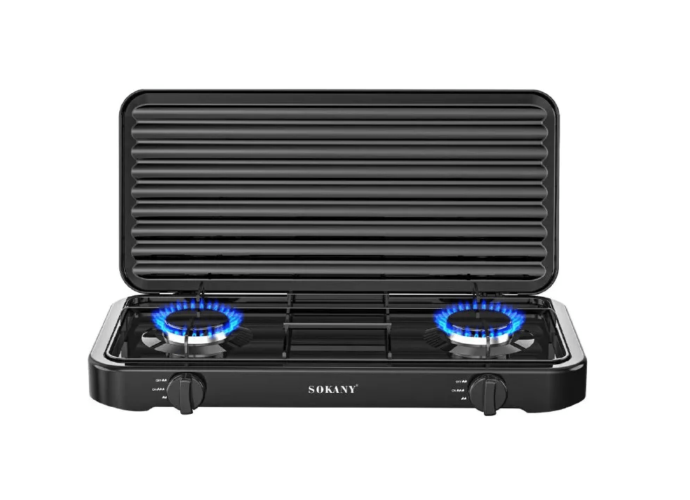 Cocineta A Gas Con Tapa De 2 Quemadores Sokany Sk-6002