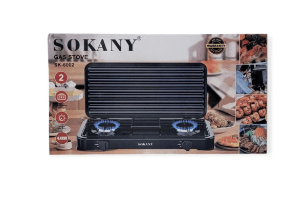 Cocineta A Gas Con Tapa De 2 Quemadores Sokany Sk-6002 - Imagen 2