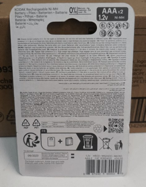 Pilas Recargable Kodak Alcalina Tipo Aaa X 2 K30954021 - Imagen 3