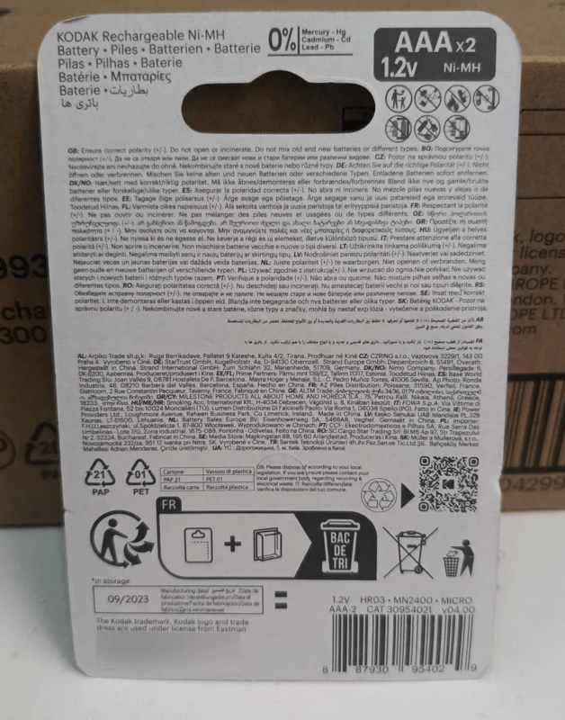 Pilas Recargable Kodak Alcalina Tipo Aaa X 2 K30954021 - Imagen 3