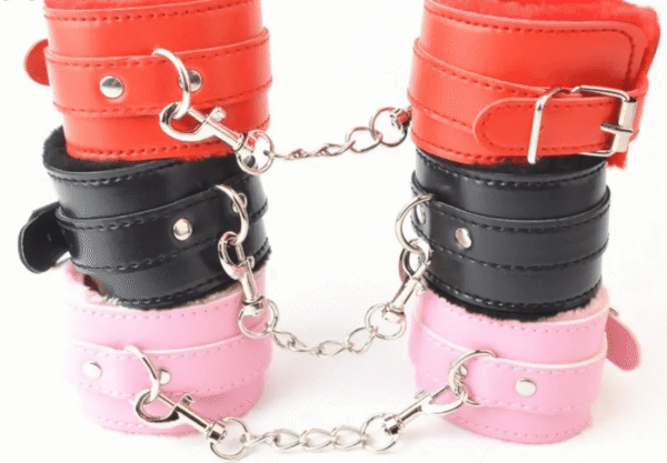 Esposas De Cuero Pu Ajustables Con Peluche Sk-025 - Imagen 4