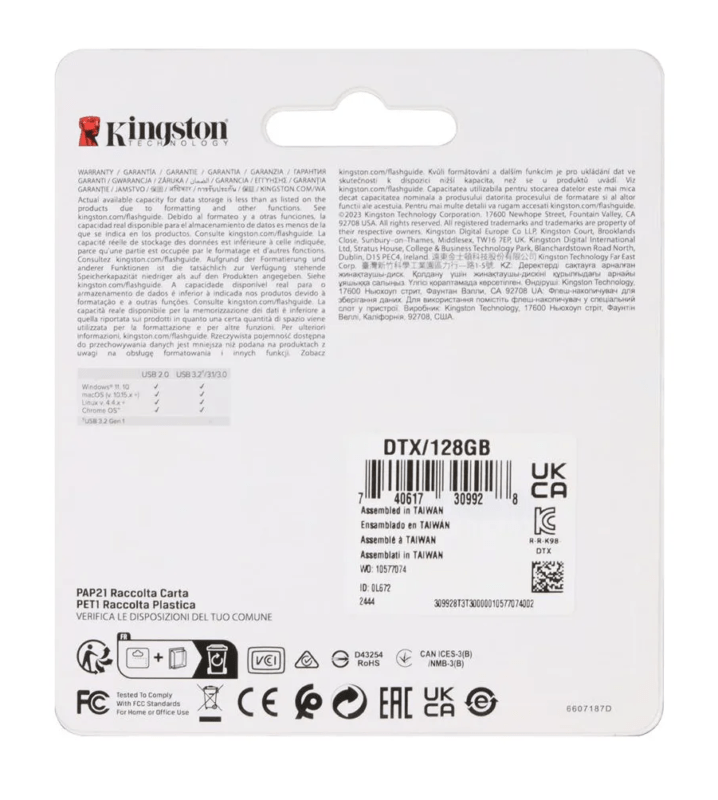 Flash Memory Kingston Exodia Usb 3.2 Dtx-128gb 6607187d - Imagen 3