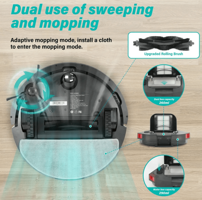 Aspiradora Y Trapeador Robot 2 En 1 Tidy Living Robot Tl-g30 - Imagen 3