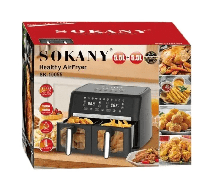 Freidora De Aire Sokany 5.5 Litros 2 Canastas Sk-10055 - Imagen 3