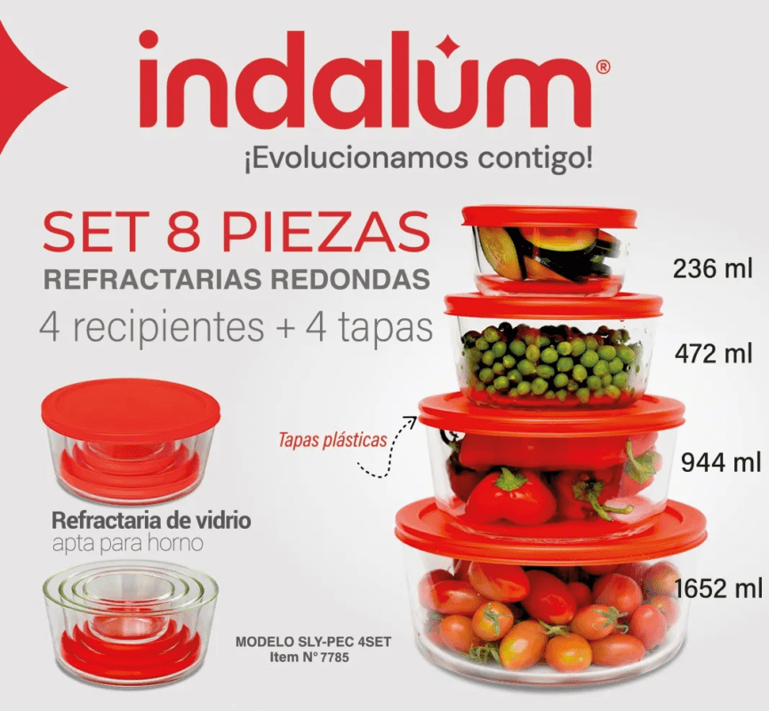 Refractarias Redondas Indalum Set 8 Piezas 7785 - Imagen 3