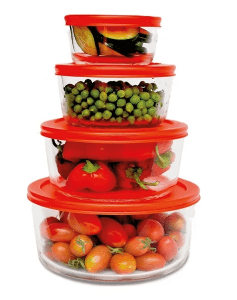 Juego De Pirex Refractarias Redondas Indalum Set 8 Piezas 7785