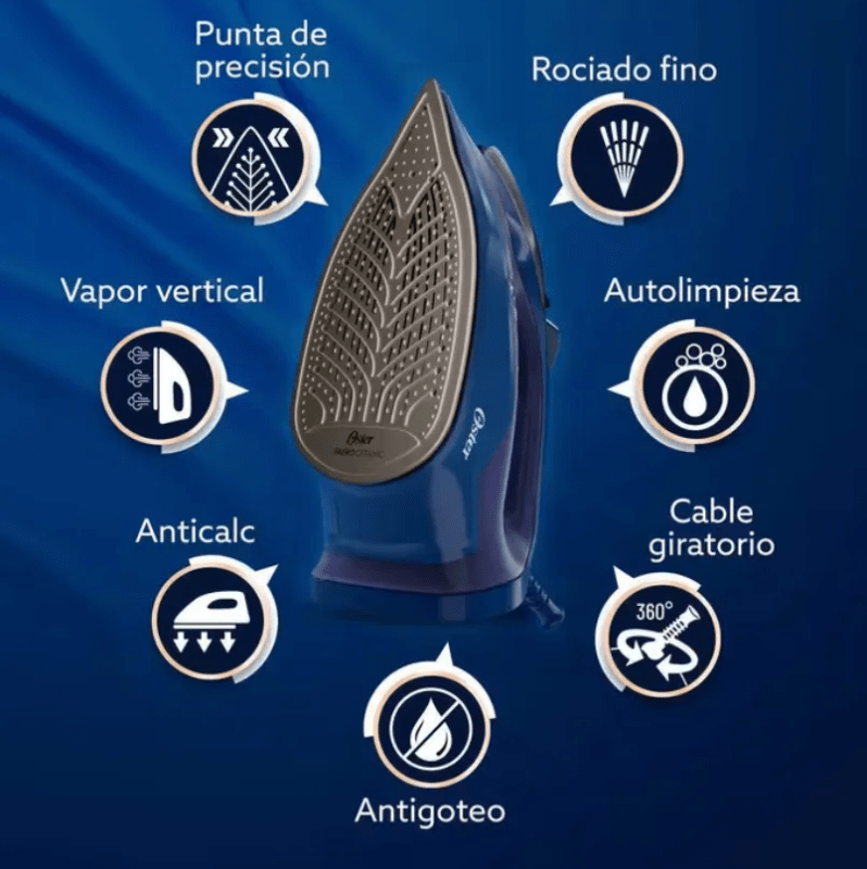 Plancha De Ropa A Vapor Oster Suela De Cerámica Gcstac7202 - Imagen 3