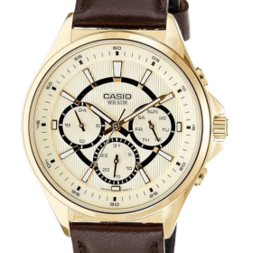 Reloj Casio Enticer Con Correa De Cuero Wr 50 M