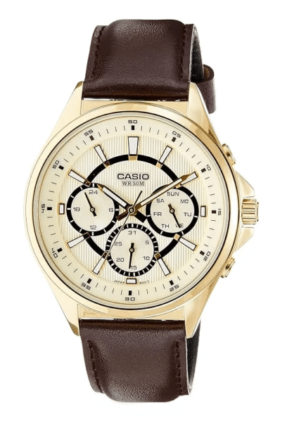 Reloj Casio Enticer Con Correa De Cuero Wr 50 M