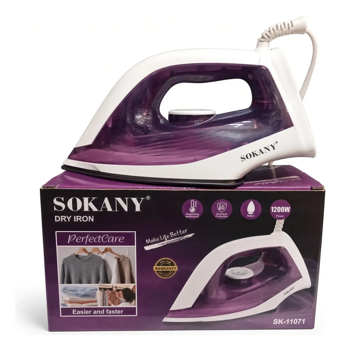 Plancha De Ropa Seca Sokany Dry Iron 1200w Sk-11071 - Imagen 3