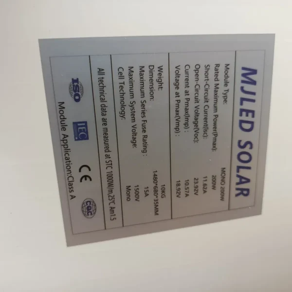 Panel Solar Mj Led Mono 200w - Imagen 2