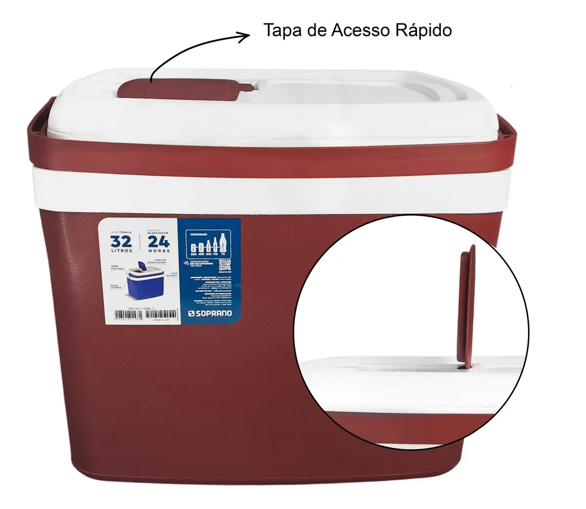 Cooler Conservadora Térmica 32 litros Soprano Portátil Camping Playa - Imagen 4