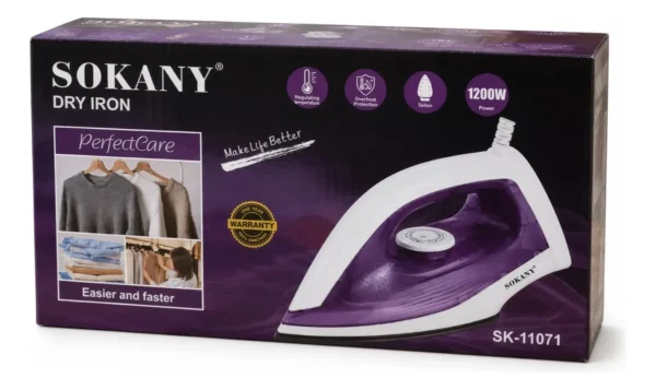Plancha De Ropa Seca Sokany Dry Iron 1200w Sk-11071 - Imagen 2