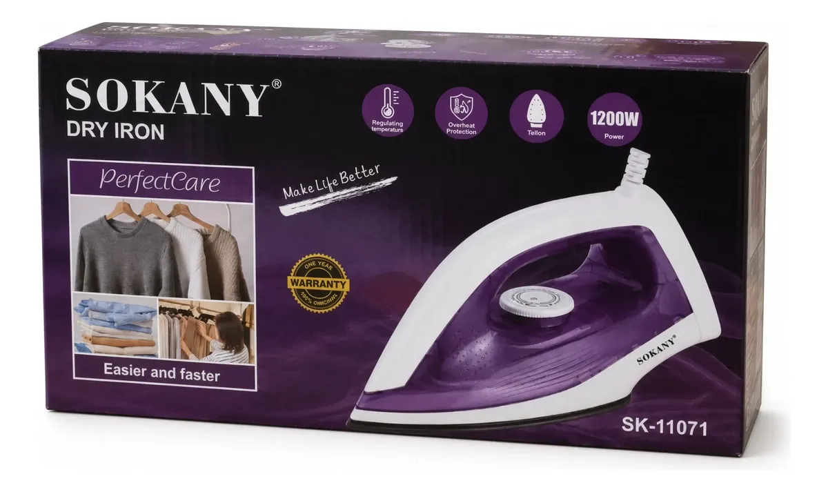 Plancha De Ropa Seca Sokany Dry Iron 1200w Sk-11071 - Imagen 2