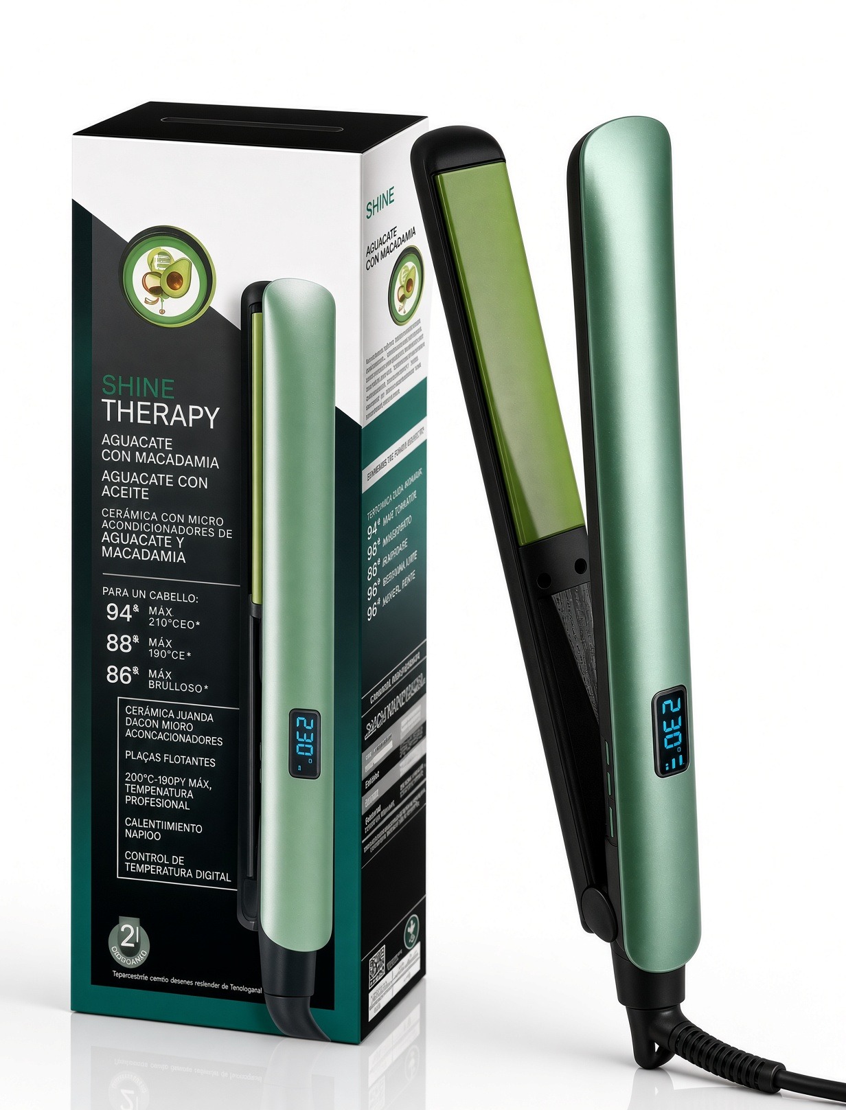 Plancha de Cabello cerámica avanzada, infusión de Aguacate y Macadamia