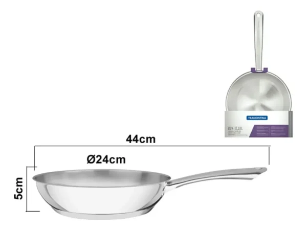 Sarten Tramontina 24cm Acero Inoxidable 2.1 Litros - Imagen 2