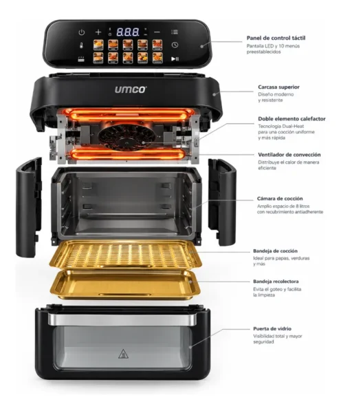Horno Freidora De Aire  Digital Umco Smart 10 Litros 6134 - Imagen 3