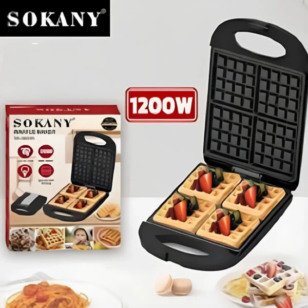 Waflera Eléctrica Sokany Placa Antiadherente 4 Rebanadas Sk-08035 - Imagen 4