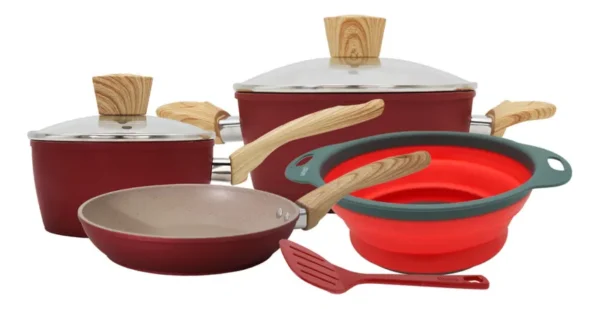 Juego De Ollas Umco Set Burdeo Inducción 7 Piezas 7800