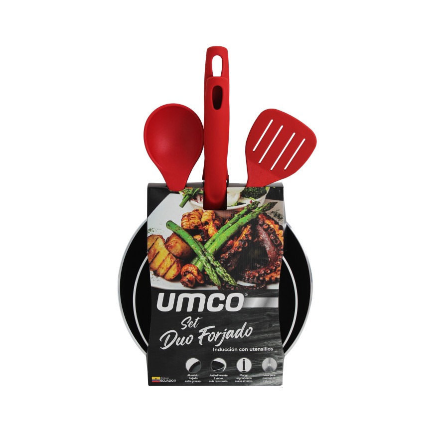 Juego De Sartén X 2 Umco A Gas E Induccion + Utensilios 7688